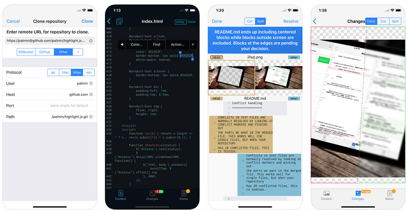 WorkingCopy git app for iPhone