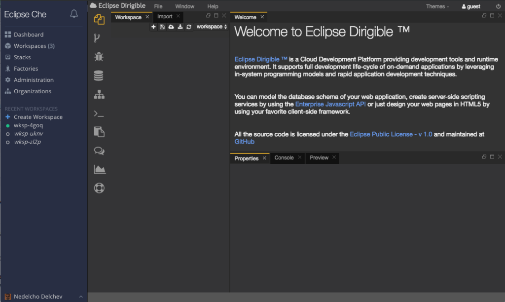 Editores de Eclipse en la web: che, orion y dirigible